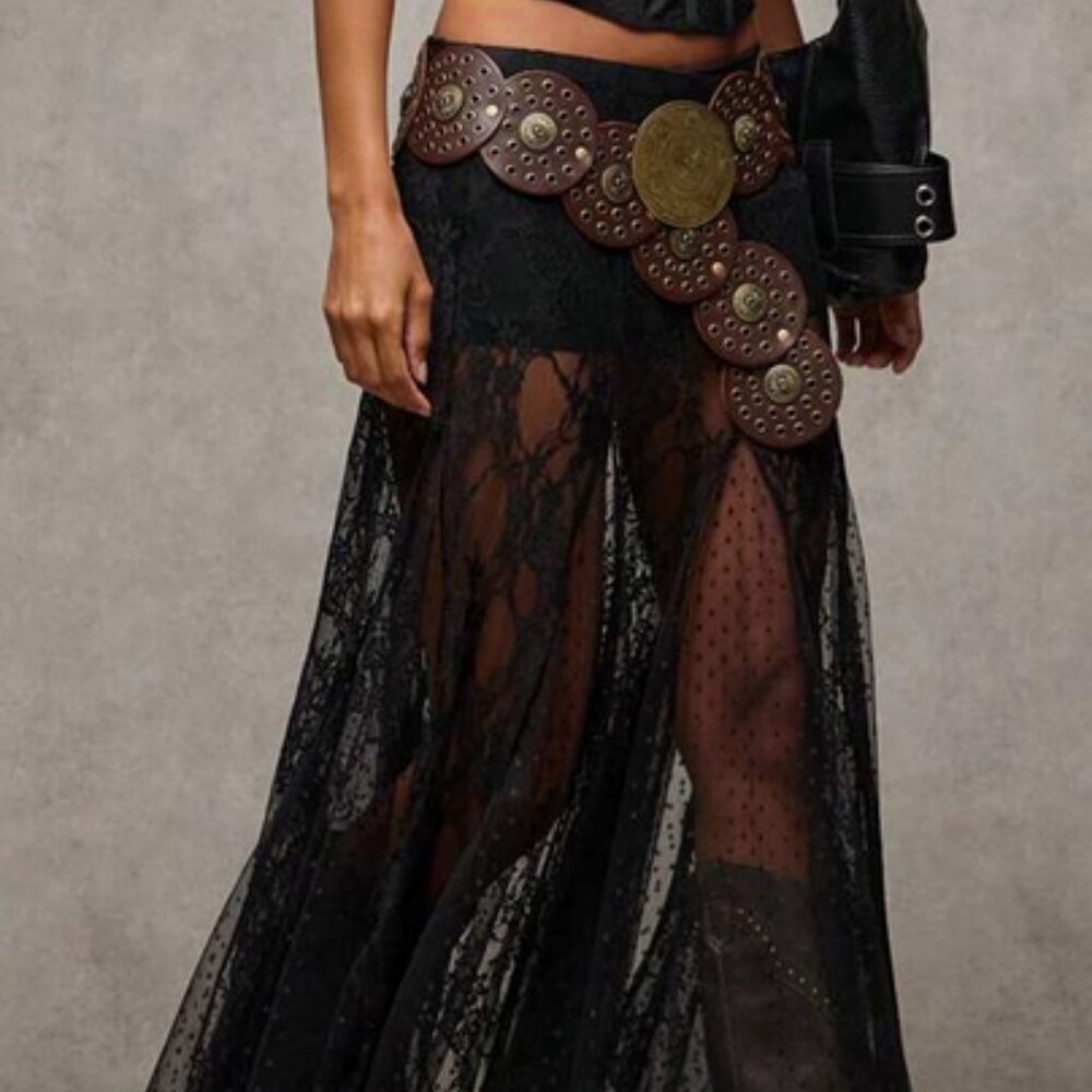 Festival Sheer Black Maxi Skirt  size 8/10  New